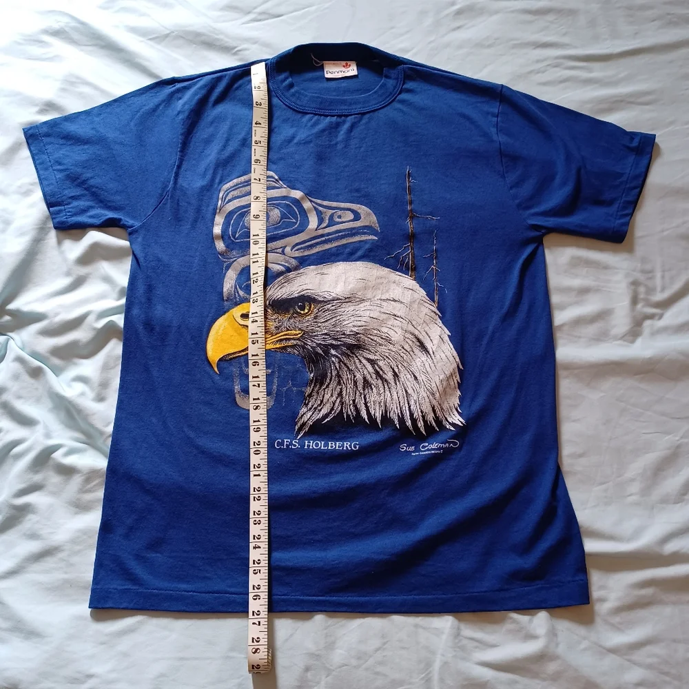 1980s Sue Coleman C.F.S. Holberg BC Native Eagle Single Stitch T-Shirt Adult L - Picture 9 of 9